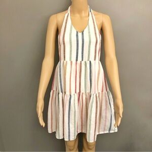 American Eagle Outfitters Halter Y2K Colorful Striped Boho Sexy Festival Dress.